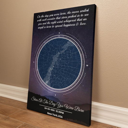 Custom Star Map Canvas – Personalized Night Sky Print with Name & Birthdate !