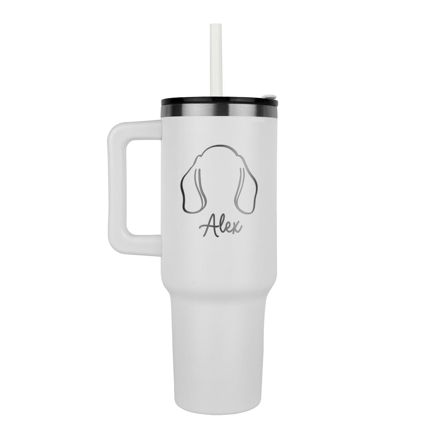 Custom Pet Name & Outline Tumbler – Personalized Dog & Cat Cup with Straw