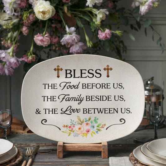 To My Mom - Bless This Food Decorative Platter – Christian Kitchen or Dining Room Table Decor
