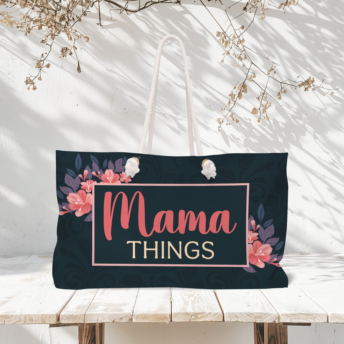 To My Mom, Stylish Floral Mama Tote Bag – Mama Things Carryall Bag for Moms On-the-Go