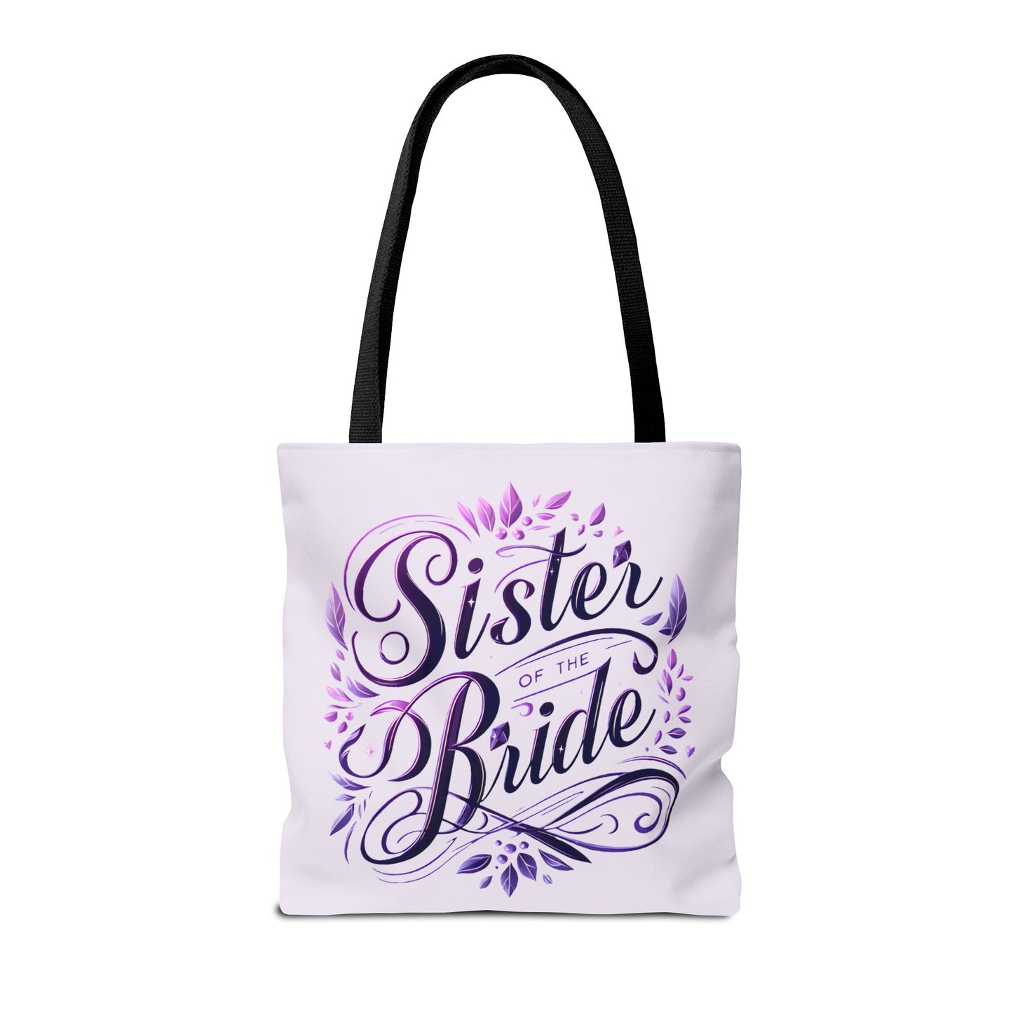 Sister of the Bride Tote Bag – Wedding Party Gift, Bridal Shower Accessory, Purple Floral Design