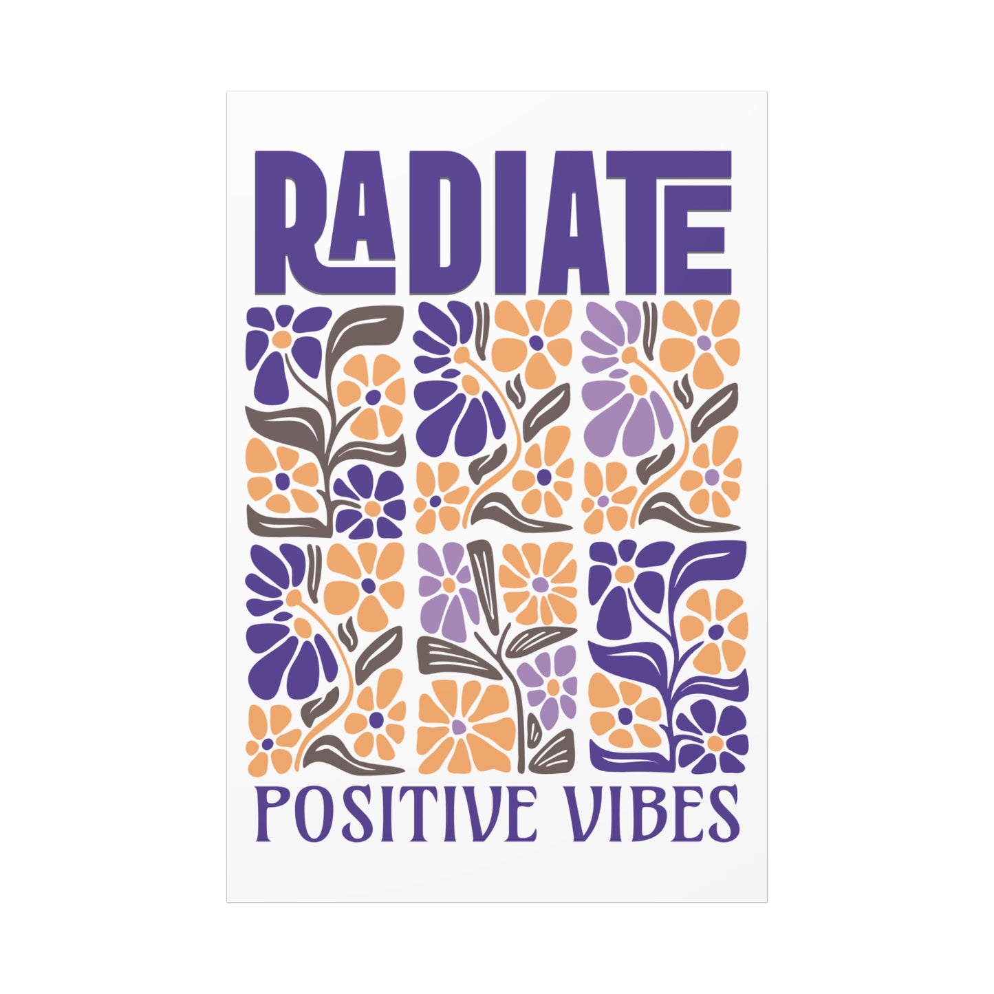 Radiate Positive Vibes – Boho Floral Canvas Wall Art | Inspirational Quote Décor