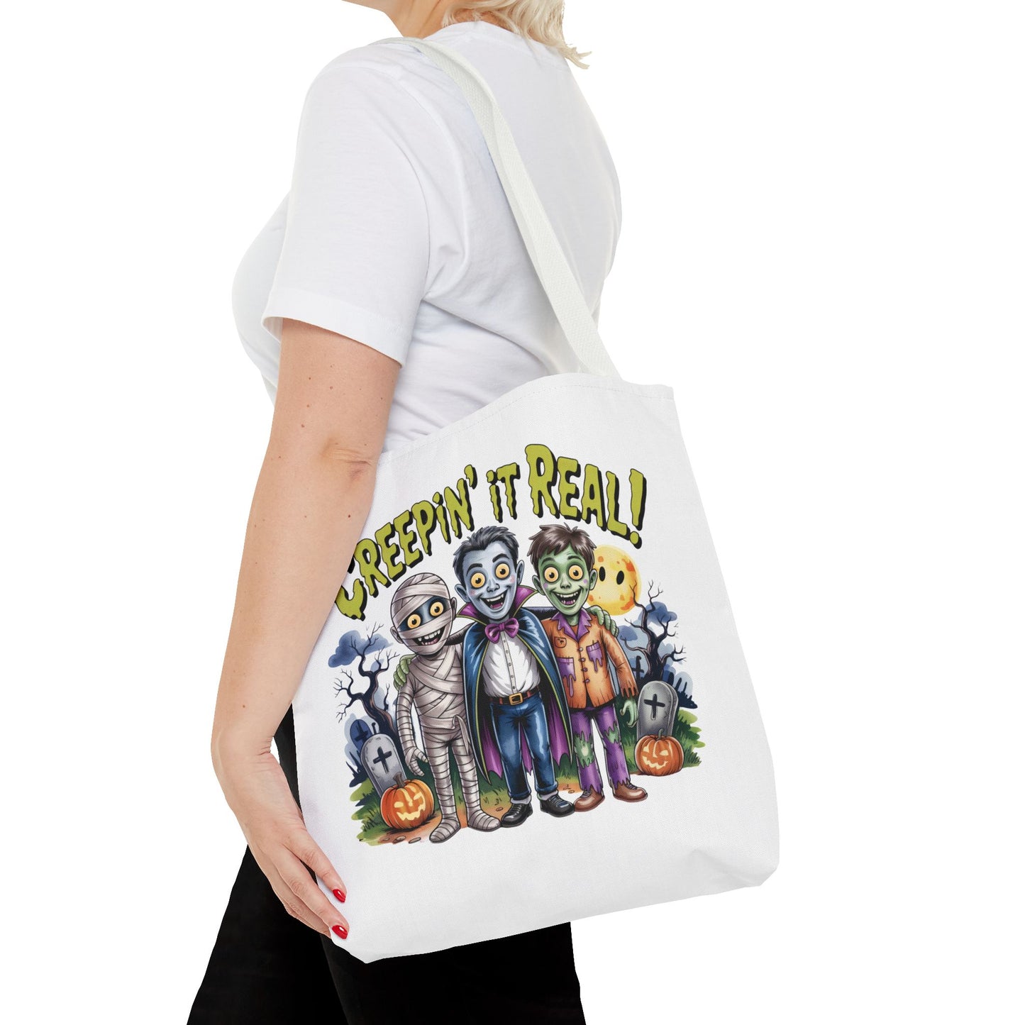Creepin' It Real Halloween Tote Bag – Funny Trick-or-Treat Bag for Kids & Adults