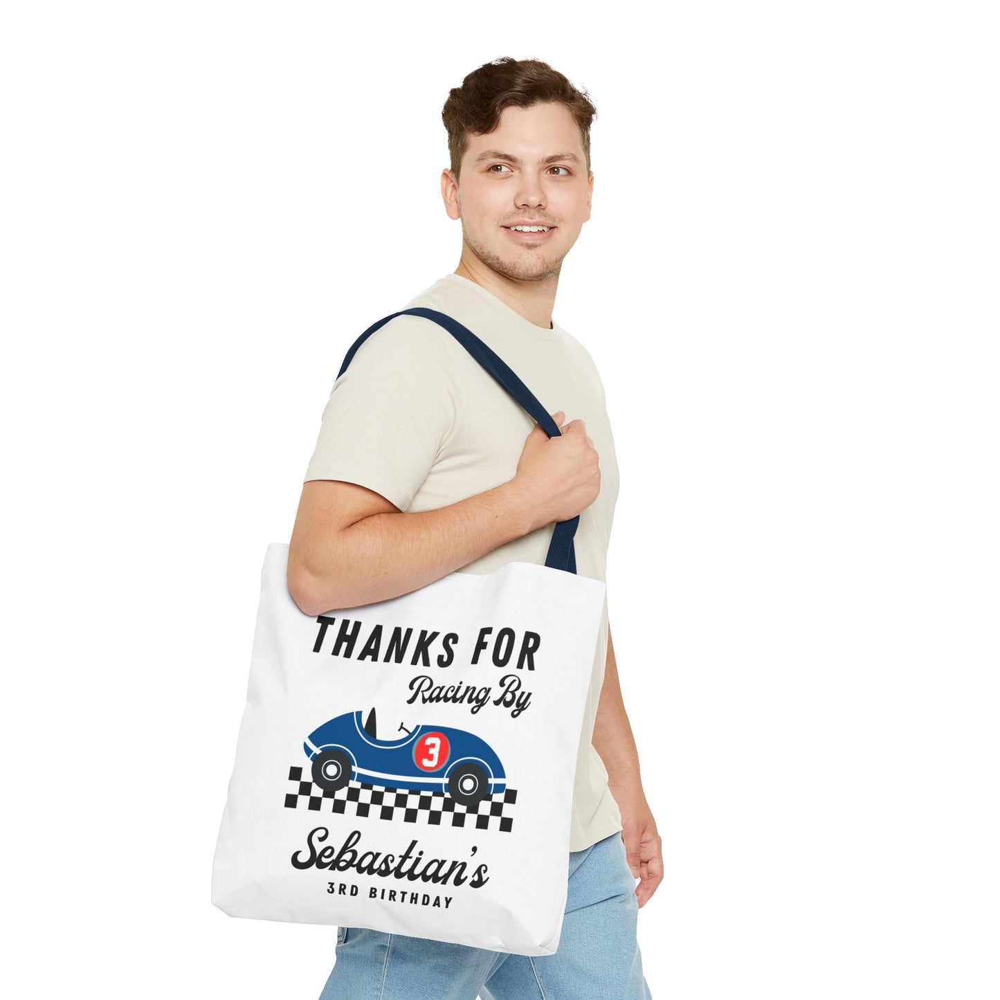 Personalized Racing Birthday Tote Bag – Custom Kids Party Favor