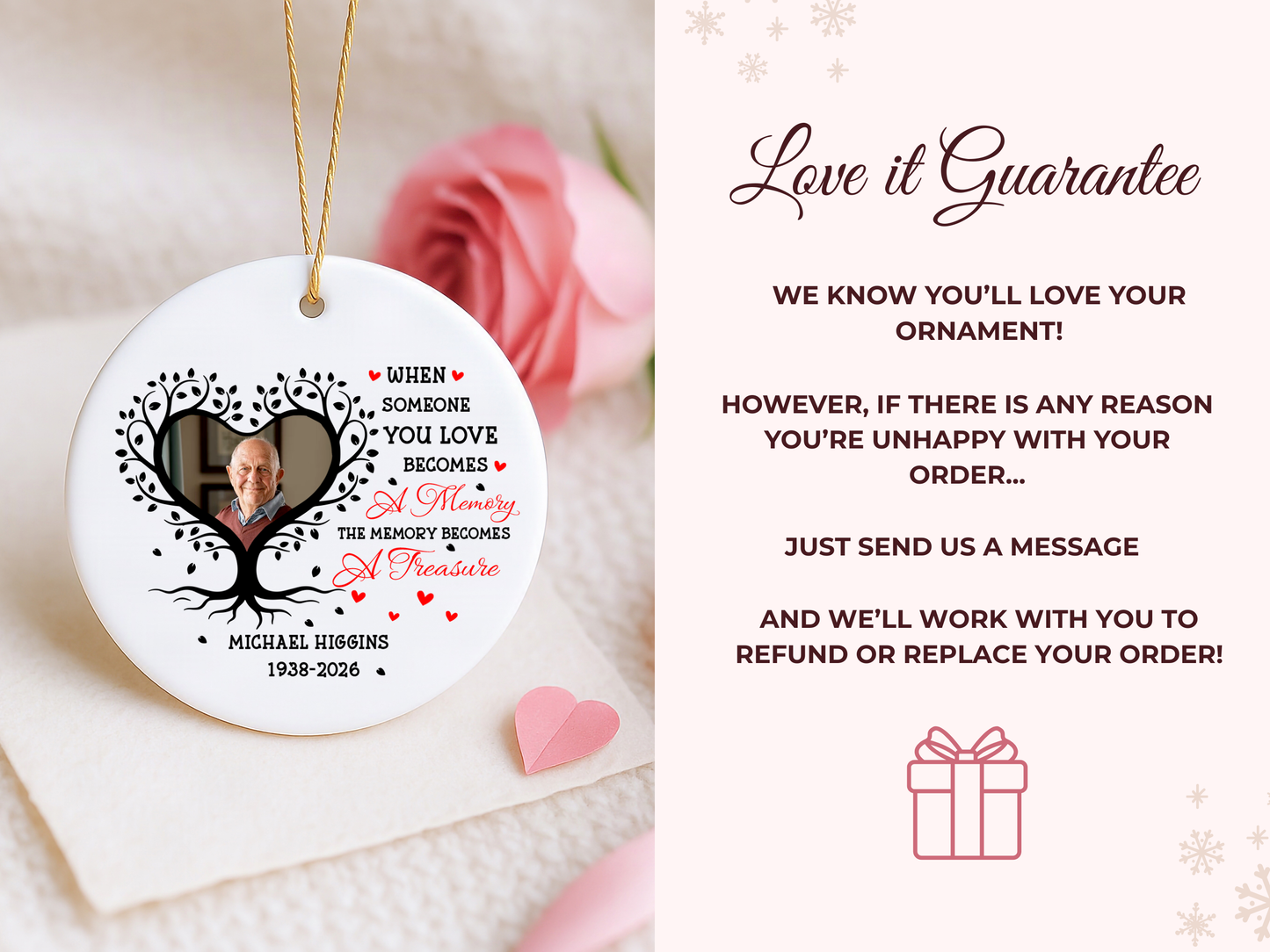 Remembrance Ornament – Personalized Photo Memorial Keepsake