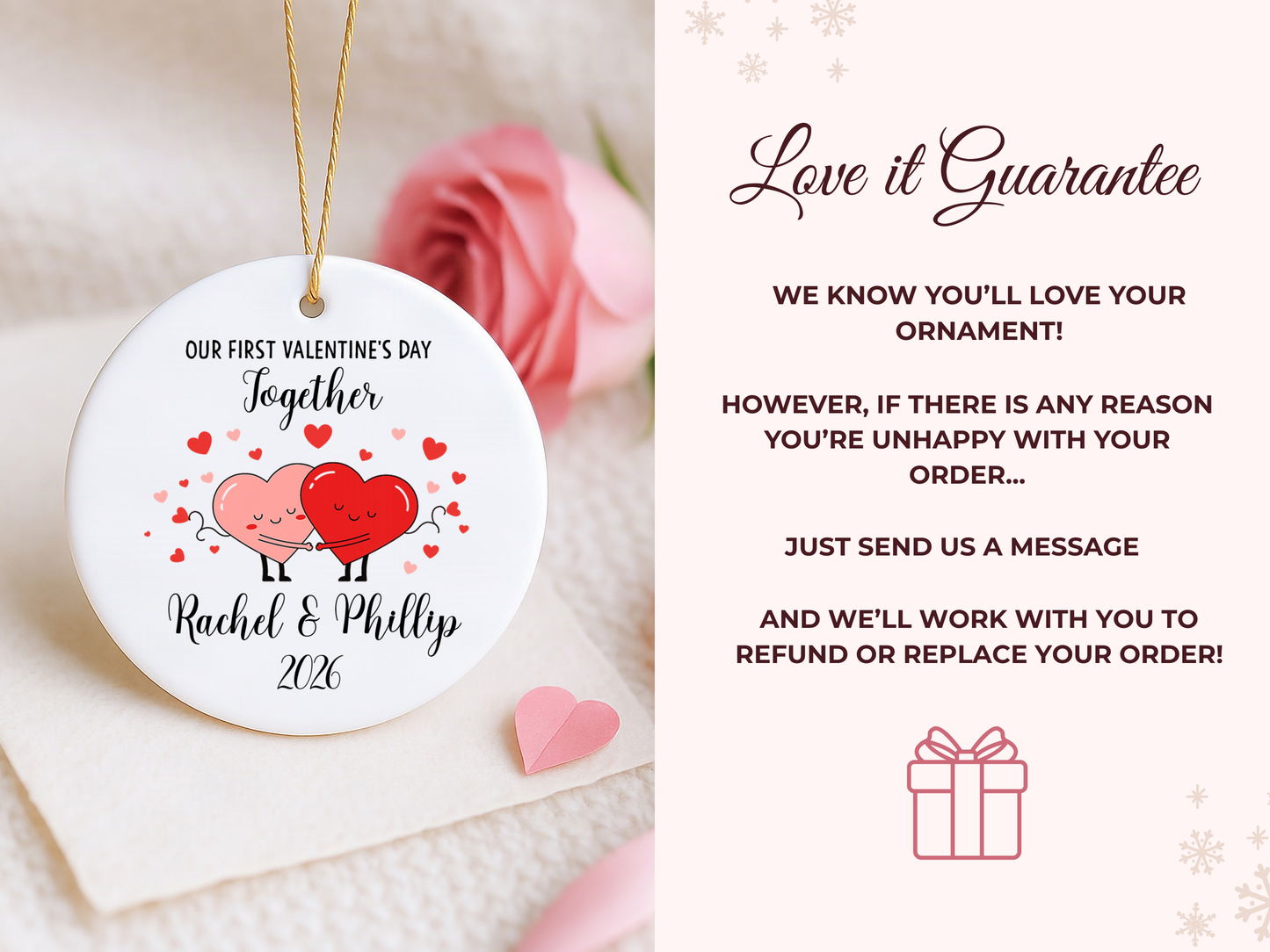 Personalized Ceramic Ornament – Custom Valentine’s Day Love Keepsake