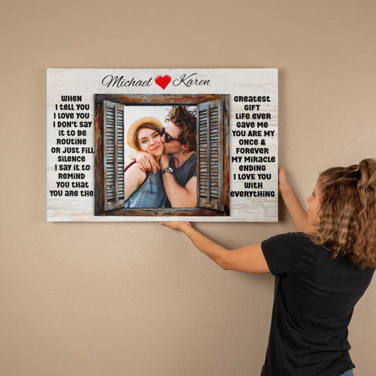 Custom Couple Photo Canvas – "I Love You" Romantic Wall Art Gift