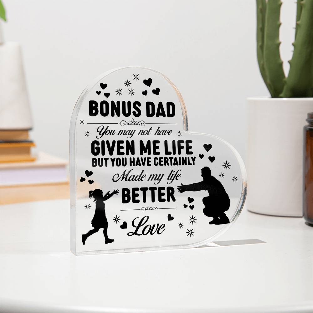Bonus Dad Plaque – Personalized Father’s Day Gift from Stepdaughter or Stepson