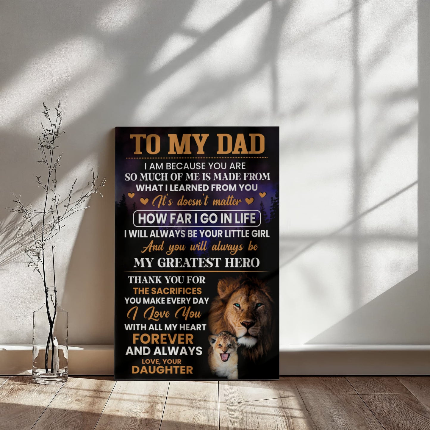My Dad from Daughter Canvas – Lion Wall Art Father’s Day Gift