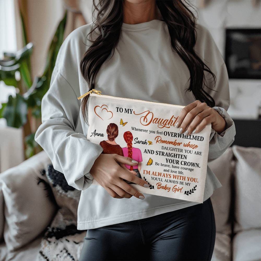 Personalized Makeup Bag from Mom to Daughter – Custom Gift with Names | Inspirational Mother to Daughter Birthday or Graduation Gift