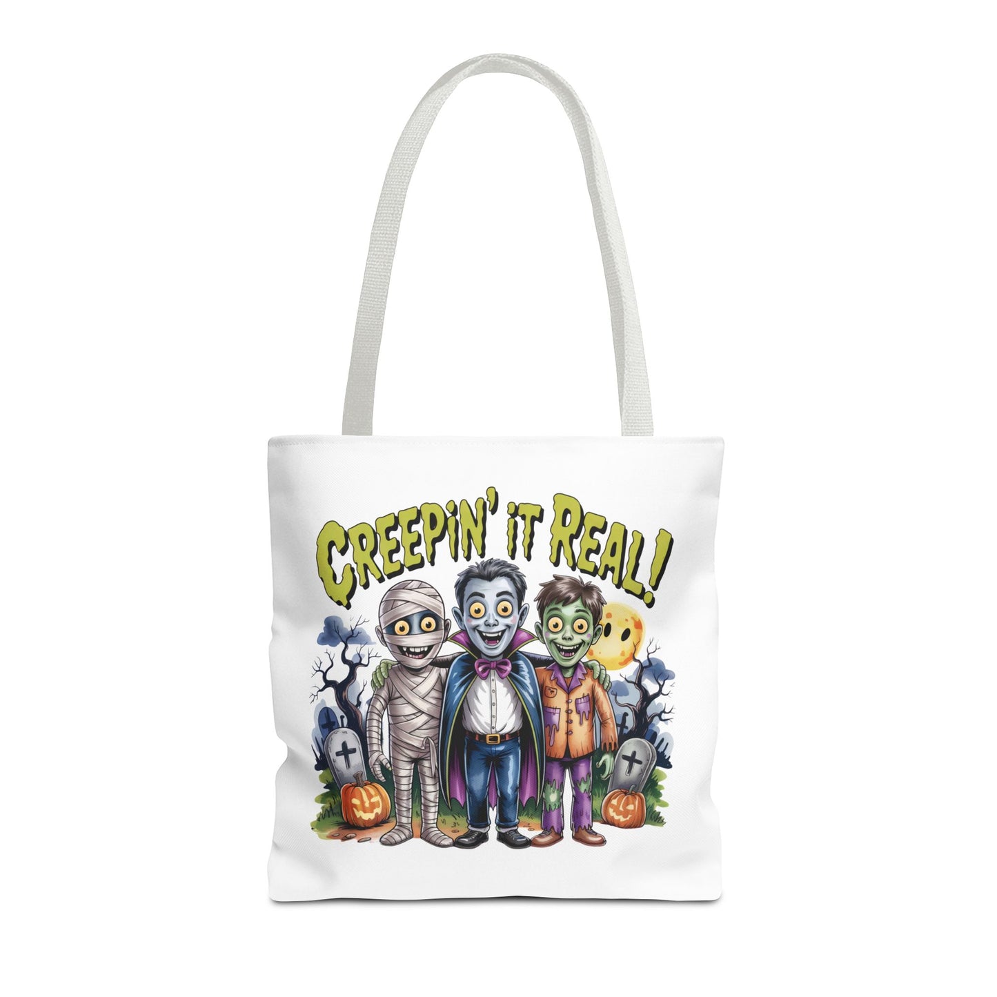 Creepin' It Real Halloween Tote Bag – Funny Trick-or-Treat Bag for Kids & Adults