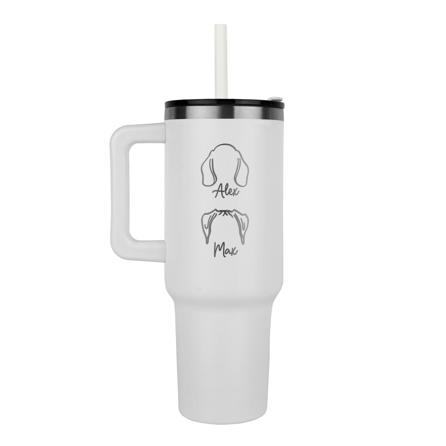 Custom Pet Name & Outline Tumbler – Personalized Dog & Cat Cup with Straw