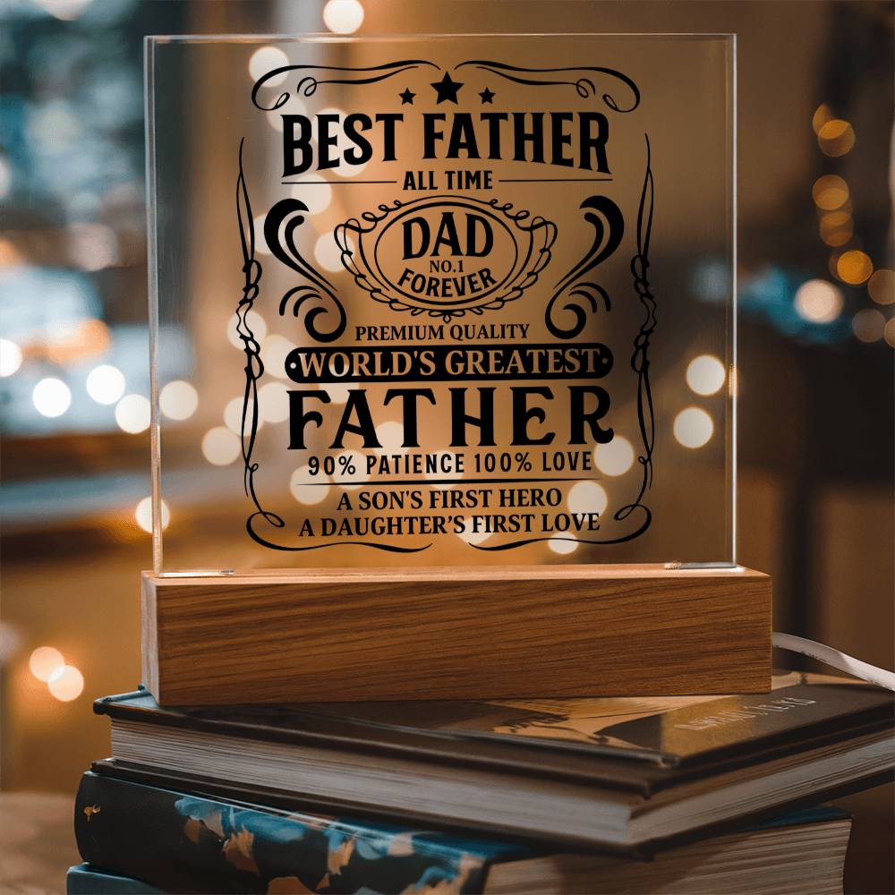 World’s Greatest Father Acrylic Plaque – Best Dad Gift for Father’s Day or Birthday
