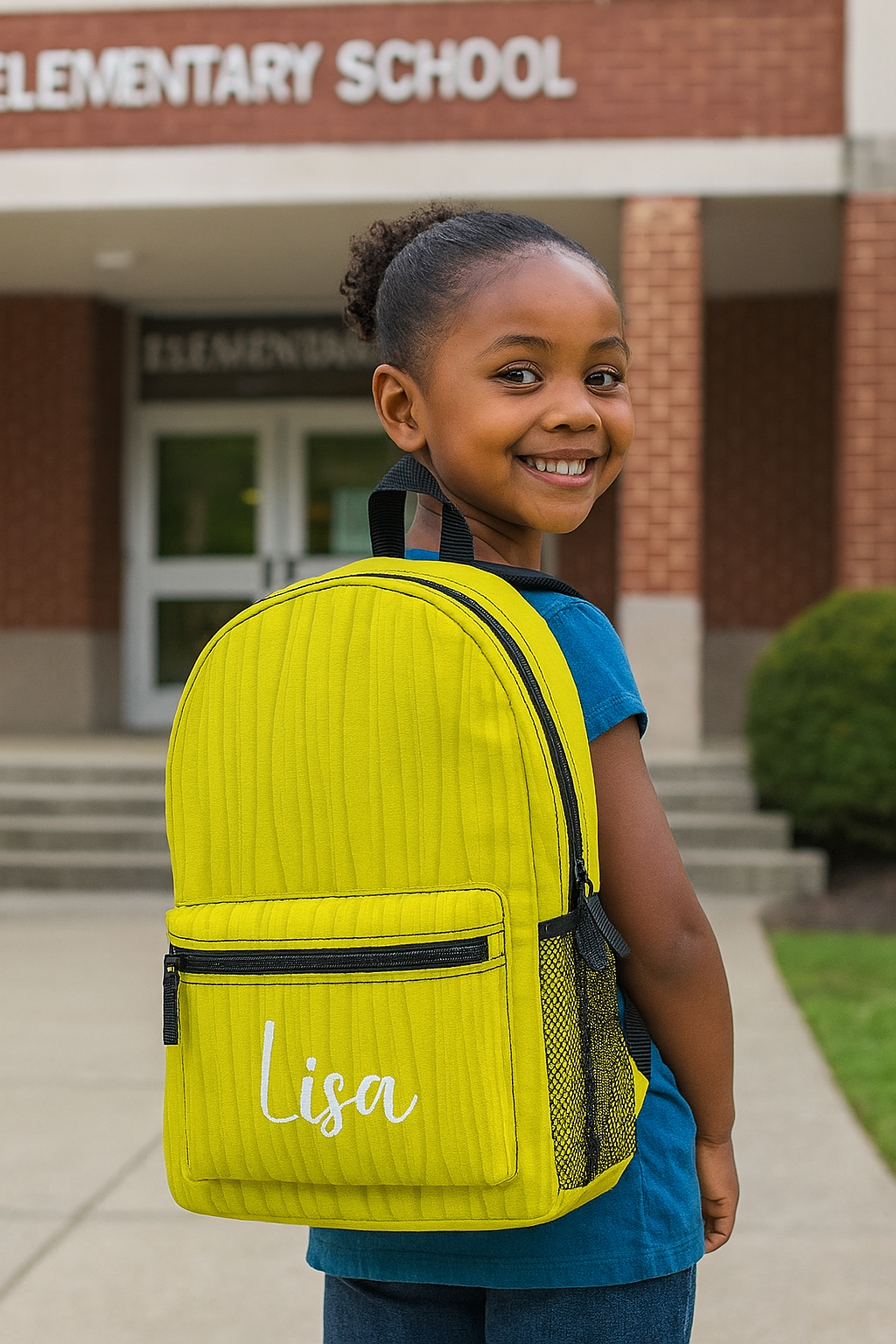 Custom Name Backpack – Personalized Light Blue Kids School Bag