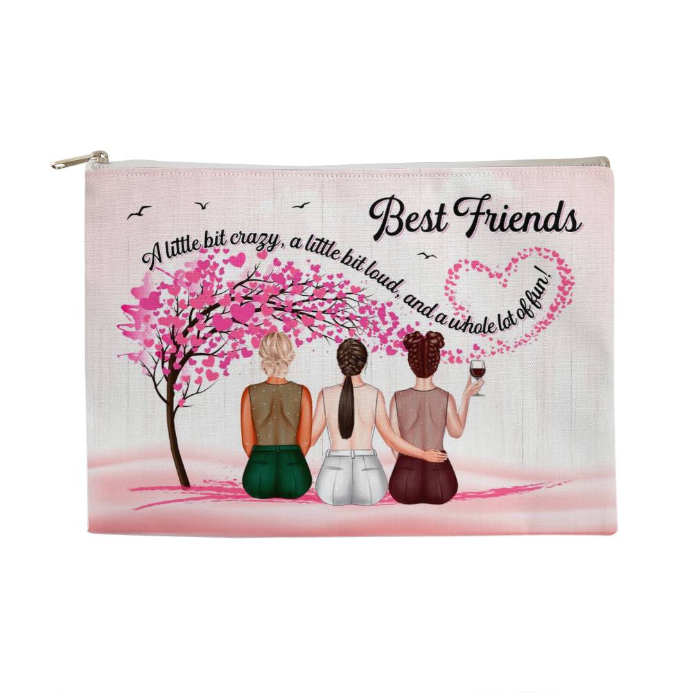 Custom Best Friend Makeup Bag - Personalized Characters Cosmetic Pouch