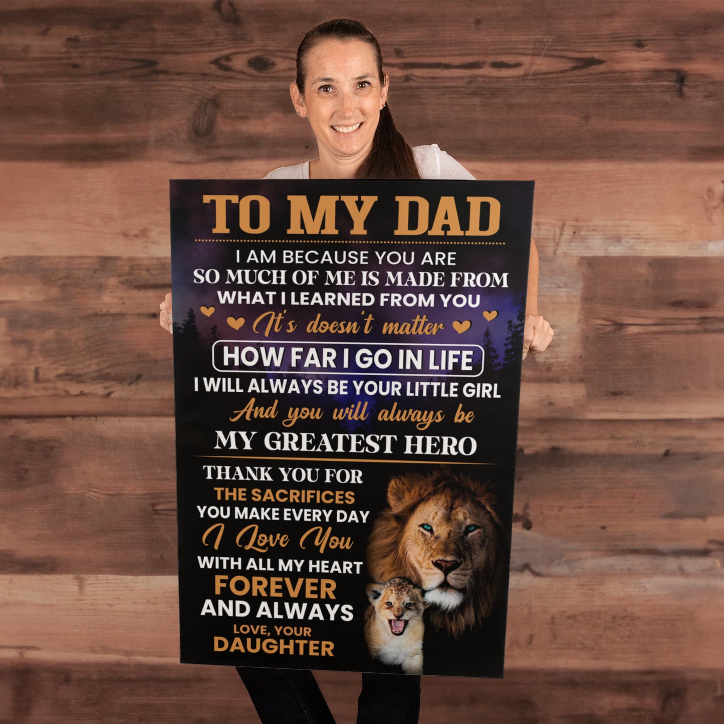 My Dad from Daughter Canvas – Lion Wall Art Father’s Day Gift