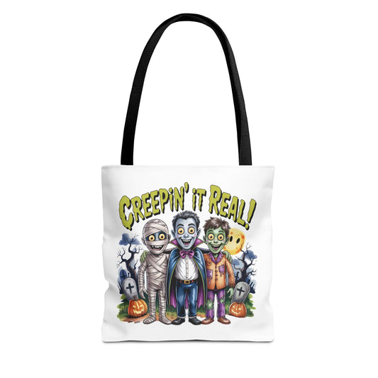 Creepin' It Real Halloween Tote Bag – Funny Trick-or-Treat Bag for Kids & Adults