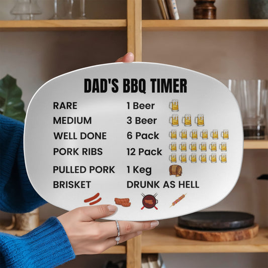 Dad’s BBQ Timer Platter – Funny Grilling Gift for Father’s Day or Birthday