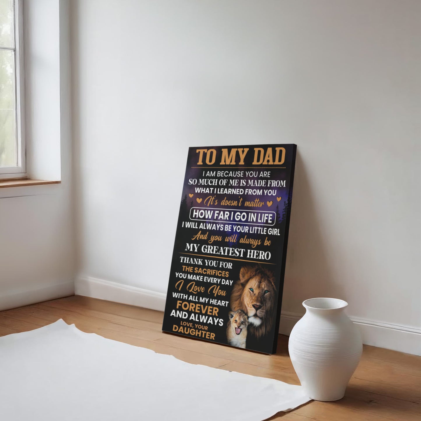 My Dad from Daughter Canvas – Lion Wall Art Father’s Day Gift