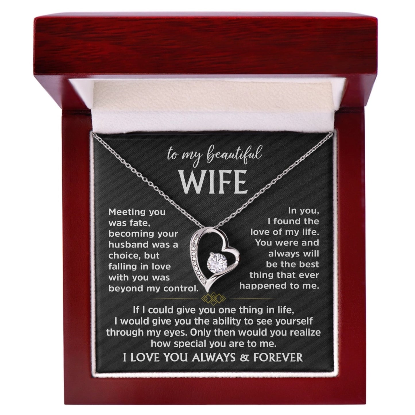 Forever Love Necklace for Wife – Romantic Keepsake Gift with Message Card