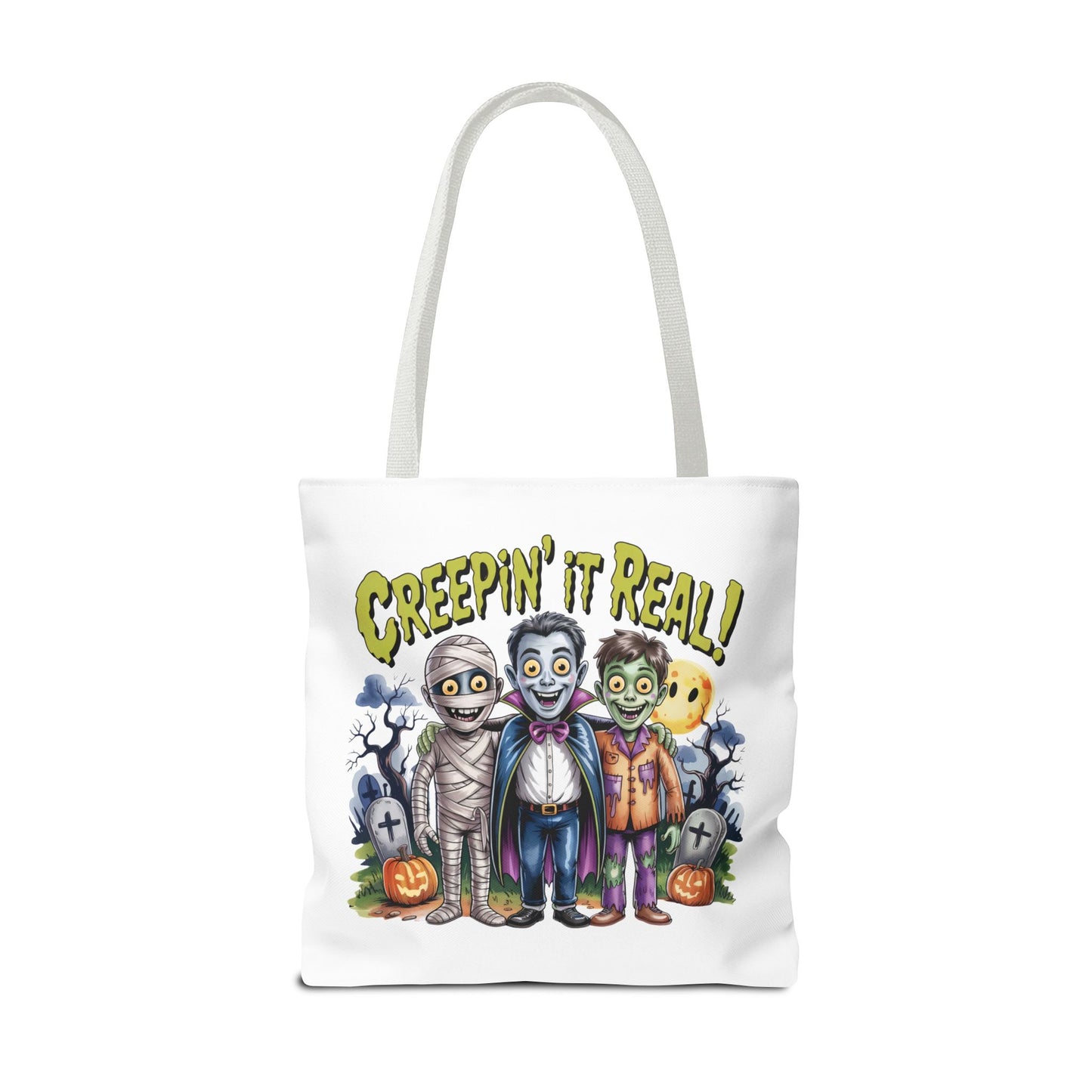 Creepin' It Real Halloween Tote Bag – Funny Trick-or-Treat Bag for Kids & Adults