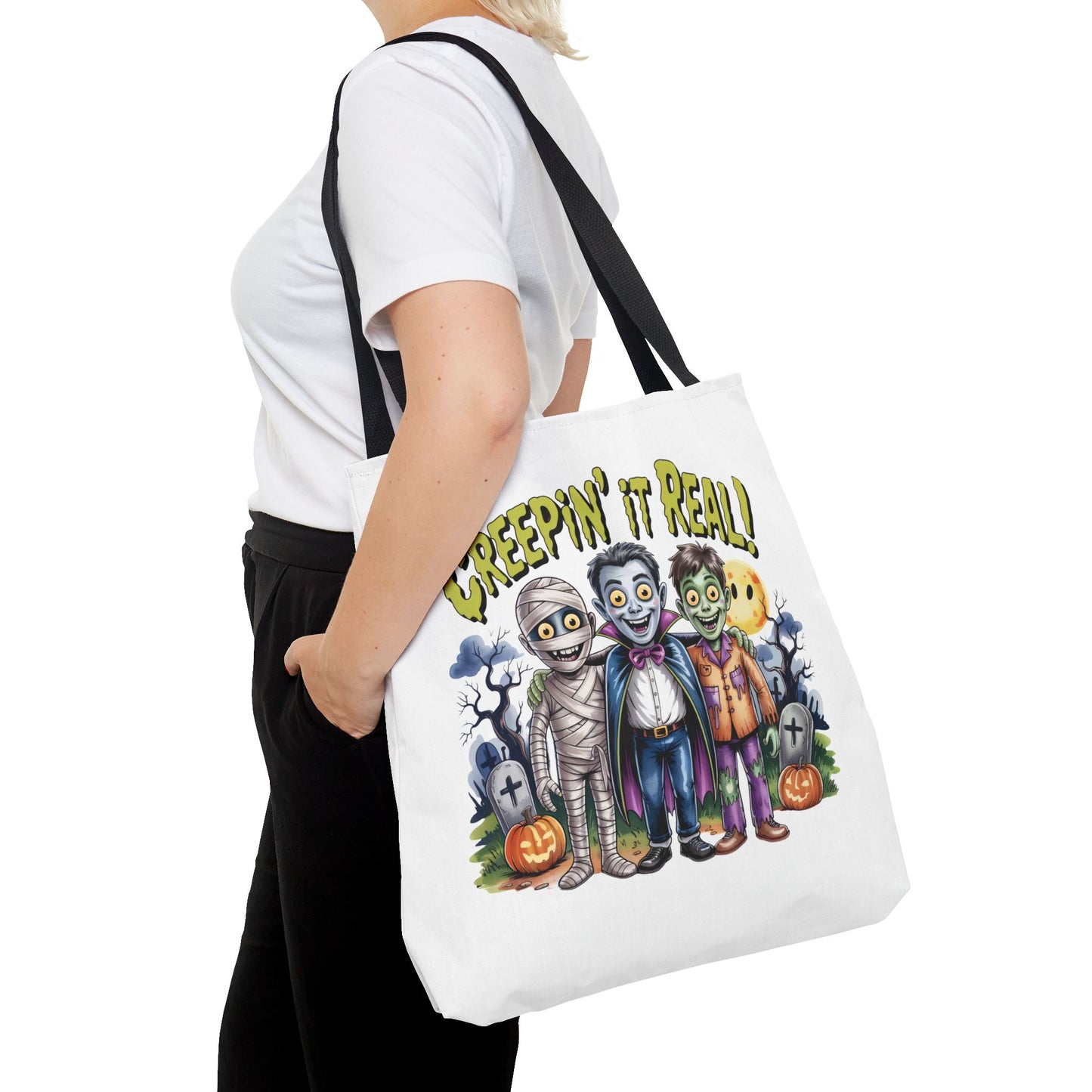 Creepin' It Real Halloween Tote Bag – Funny Trick-or-Treat Bag for Kids & Adults