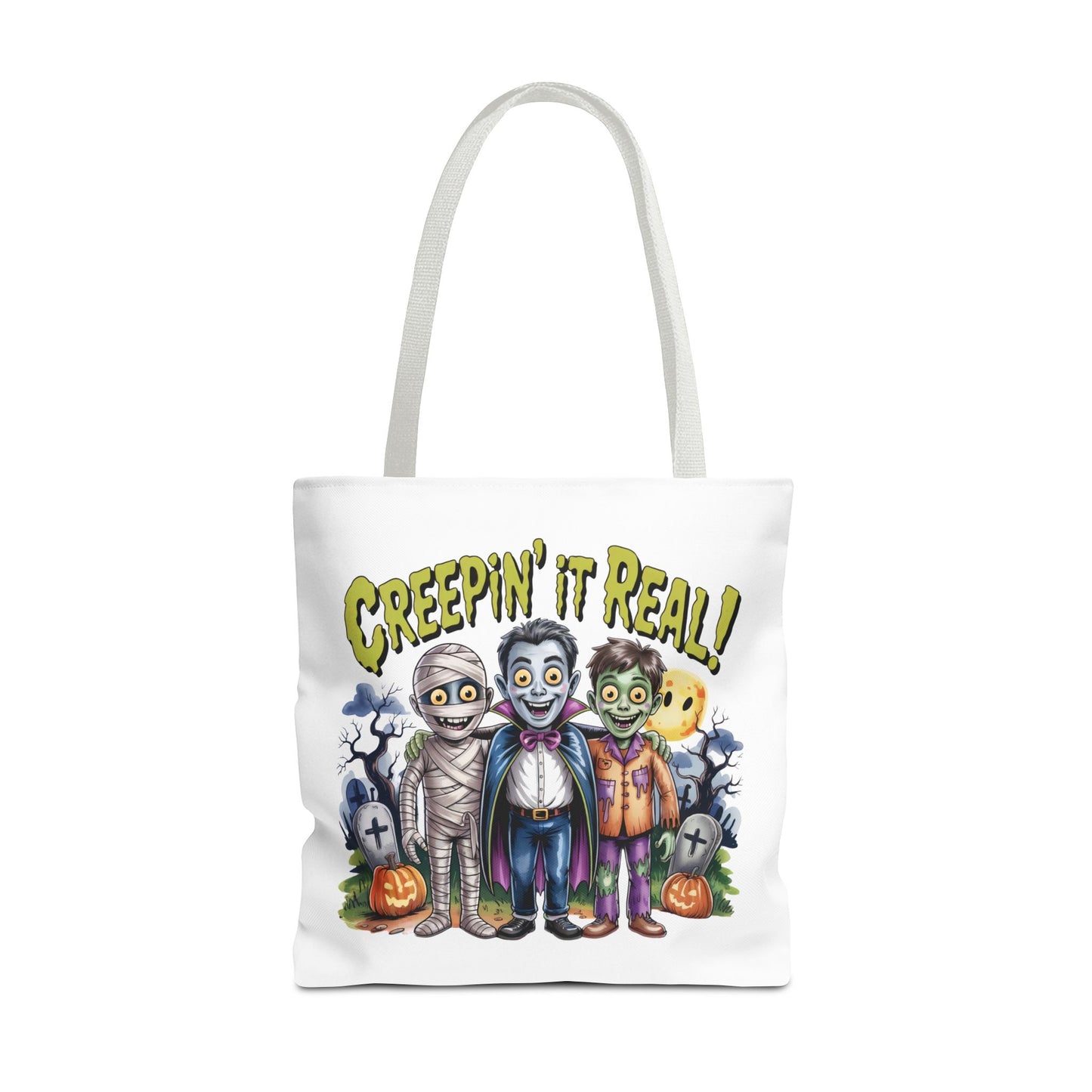 Creepin' It Real Halloween Tote Bag – Funny Trick-or-Treat Bag for Kids & Adults
