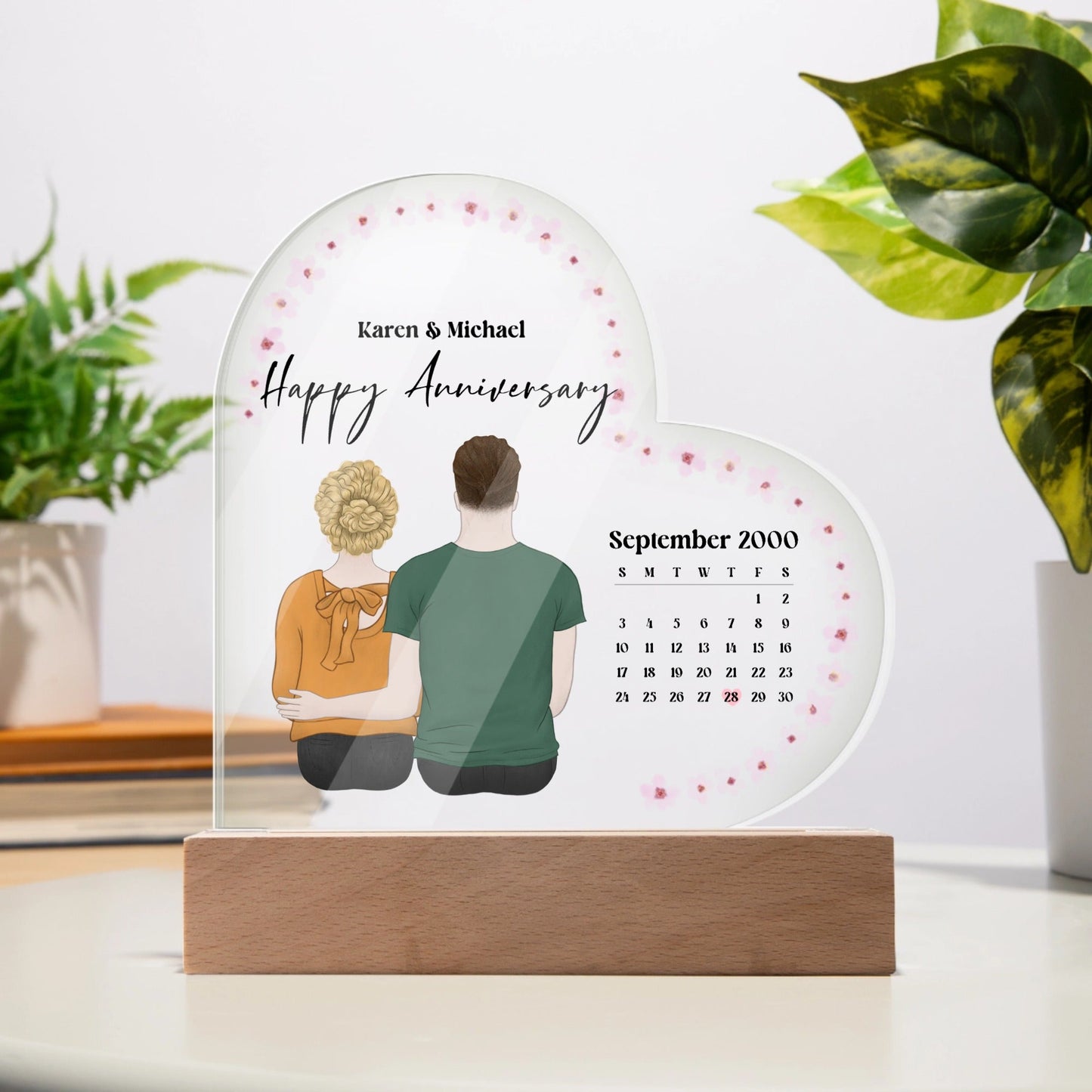 Custom Heart-Shaped Acrylic Anniversary Calendar Gift