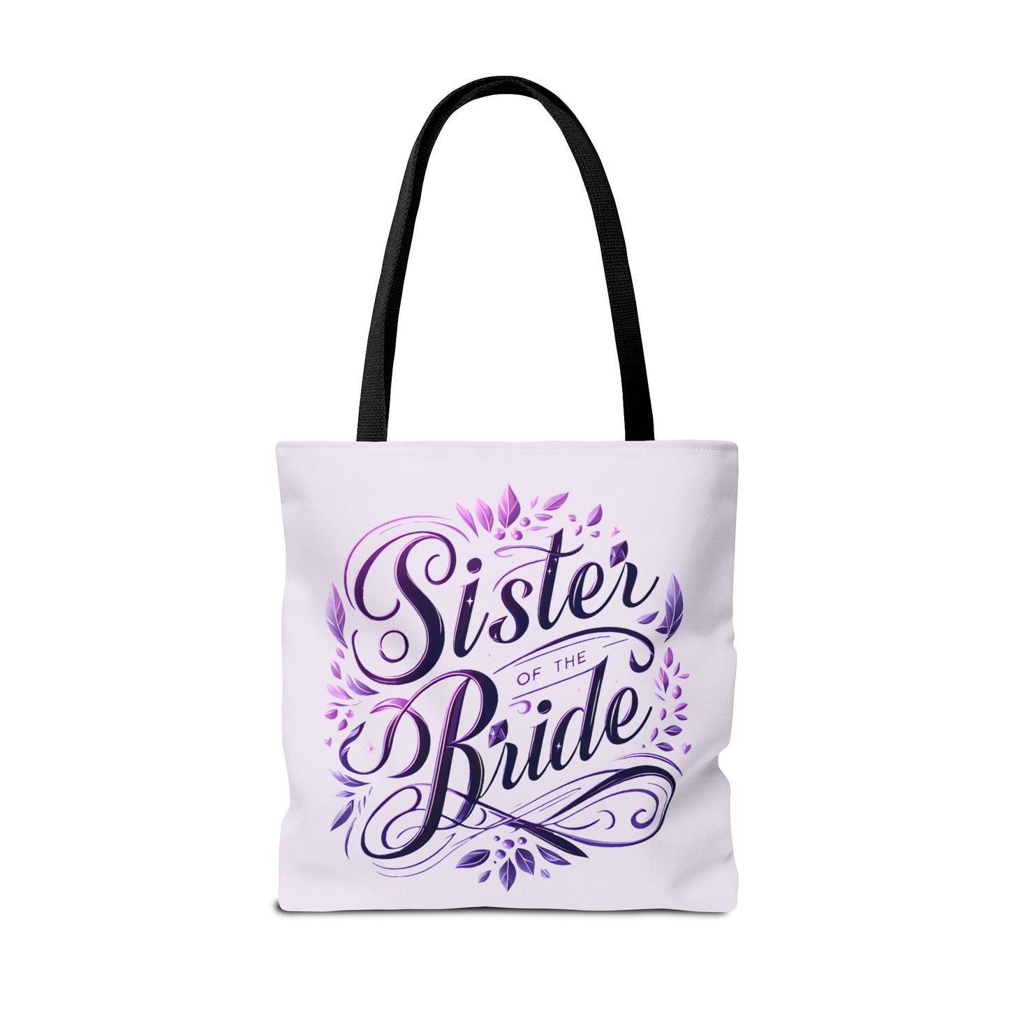 Sister of the Bride Tote Bag – Wedding Party Gift, Bridal Shower Accessory, Purple Floral Design