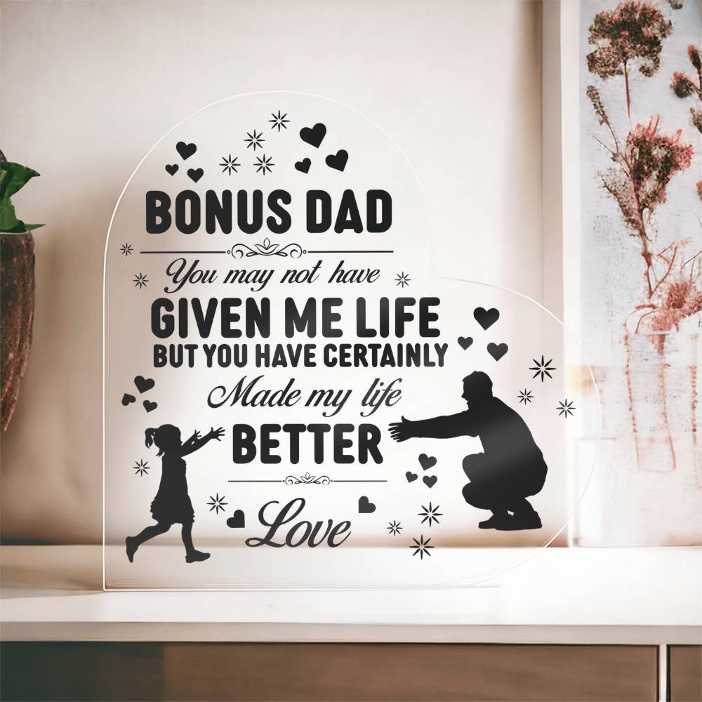 Bonus Dad Plaque – Personalized Father’s Day Gift from Stepdaughter or Stepson