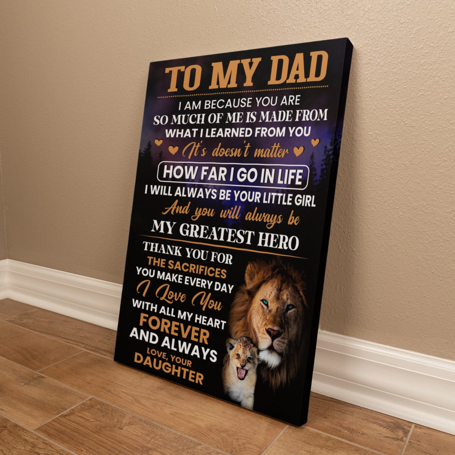 My Dad from Daughter Canvas – Lion Wall Art Father’s Day Gift