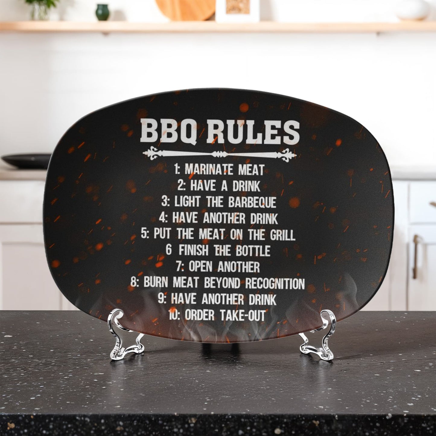 Funny BBQ Rules Serving Platter – Hilarious Grilling Gift for BBQ Lovers