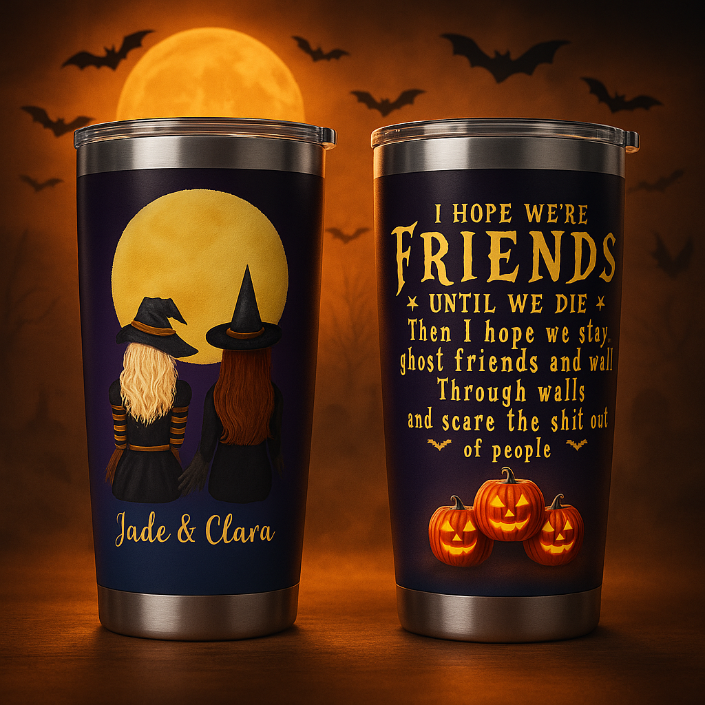 Personalized Witch Best Friend Tumbler – Funny Halloween Ghost Friends Cup