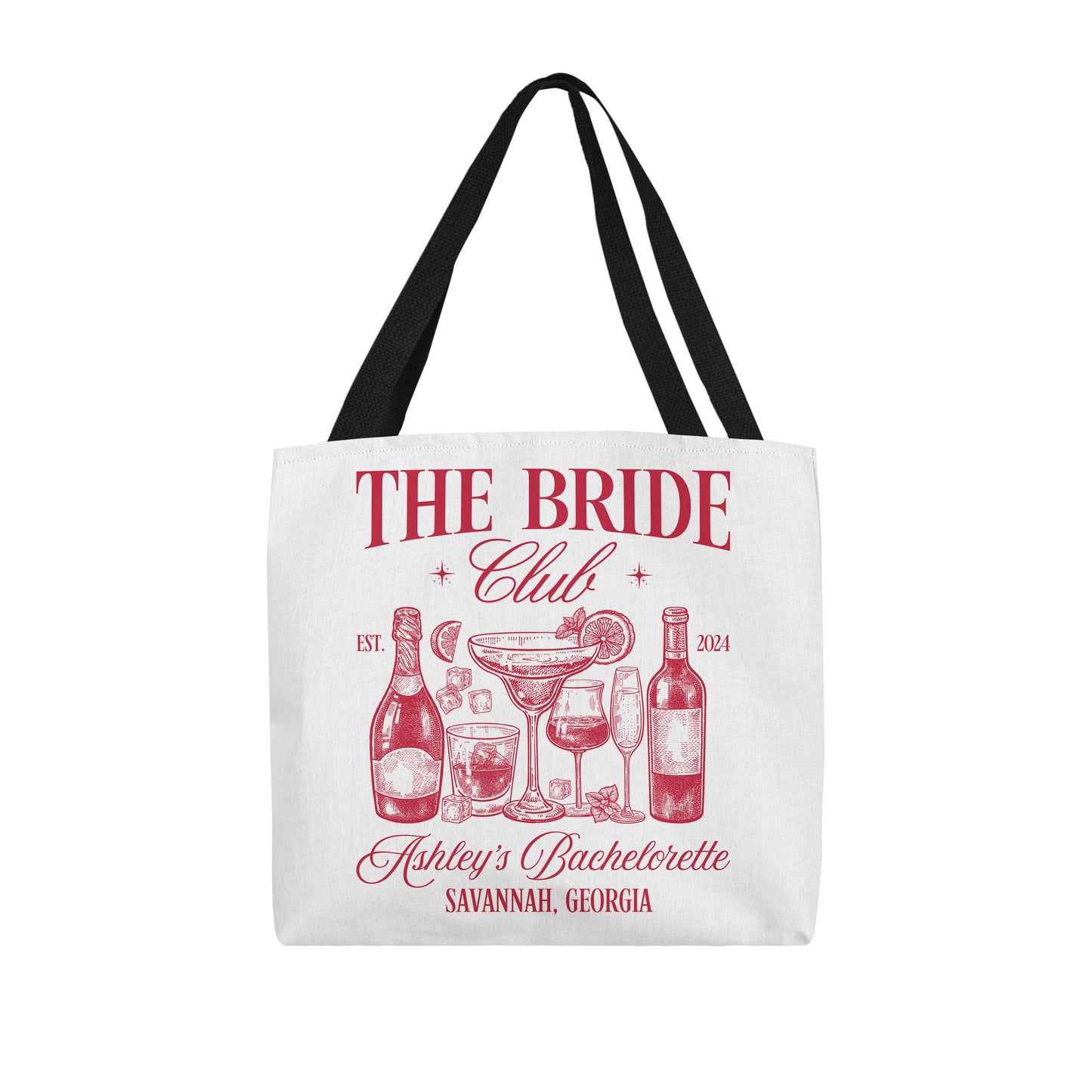Custom "The Bride Club" Bachelorette Party Tote Bag – Personalized with Bride's Name & Location