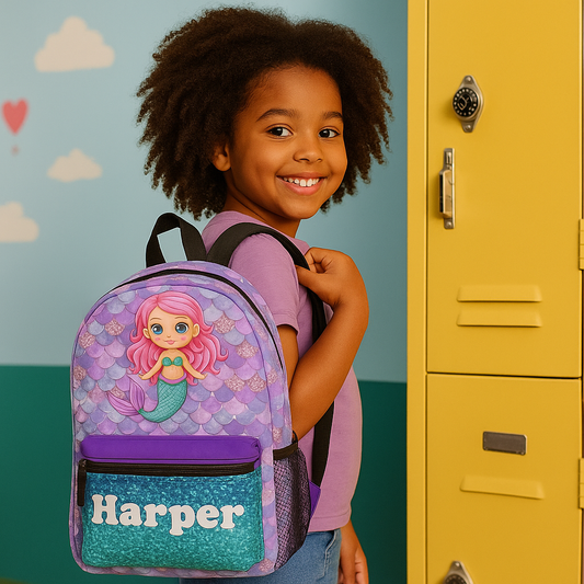 Personalized Name with Ballerina, Dinosaur, Firetruck, Mermaid, Sports, Space Backpack !