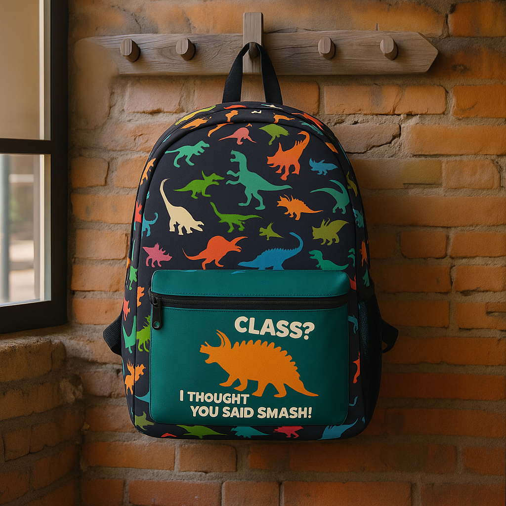 “Class? I Thought You Said Smash!” Funny Dinosaur Backpack for Kids