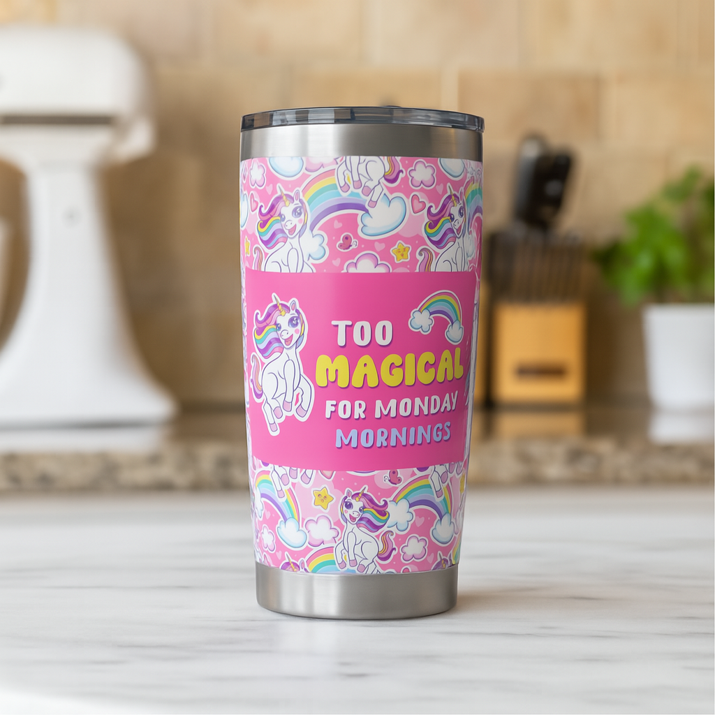 🦄 Too Magical for Monday Mornings – 20oz Unicorn Tumbler for Girls