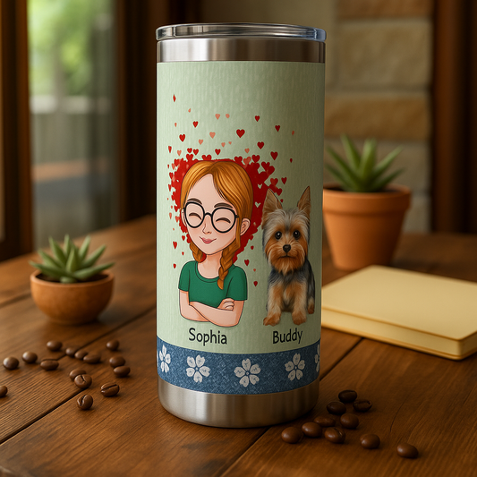 Custom "Just a Girl and Her Dog" 20oz Tumbler β Personalized Gift