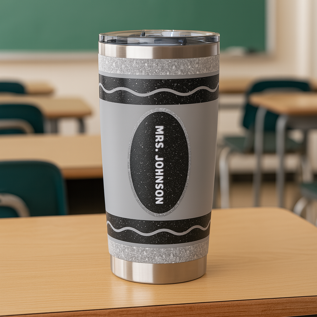 Custom Pink Crayon Teacher Tumbler – 20oz