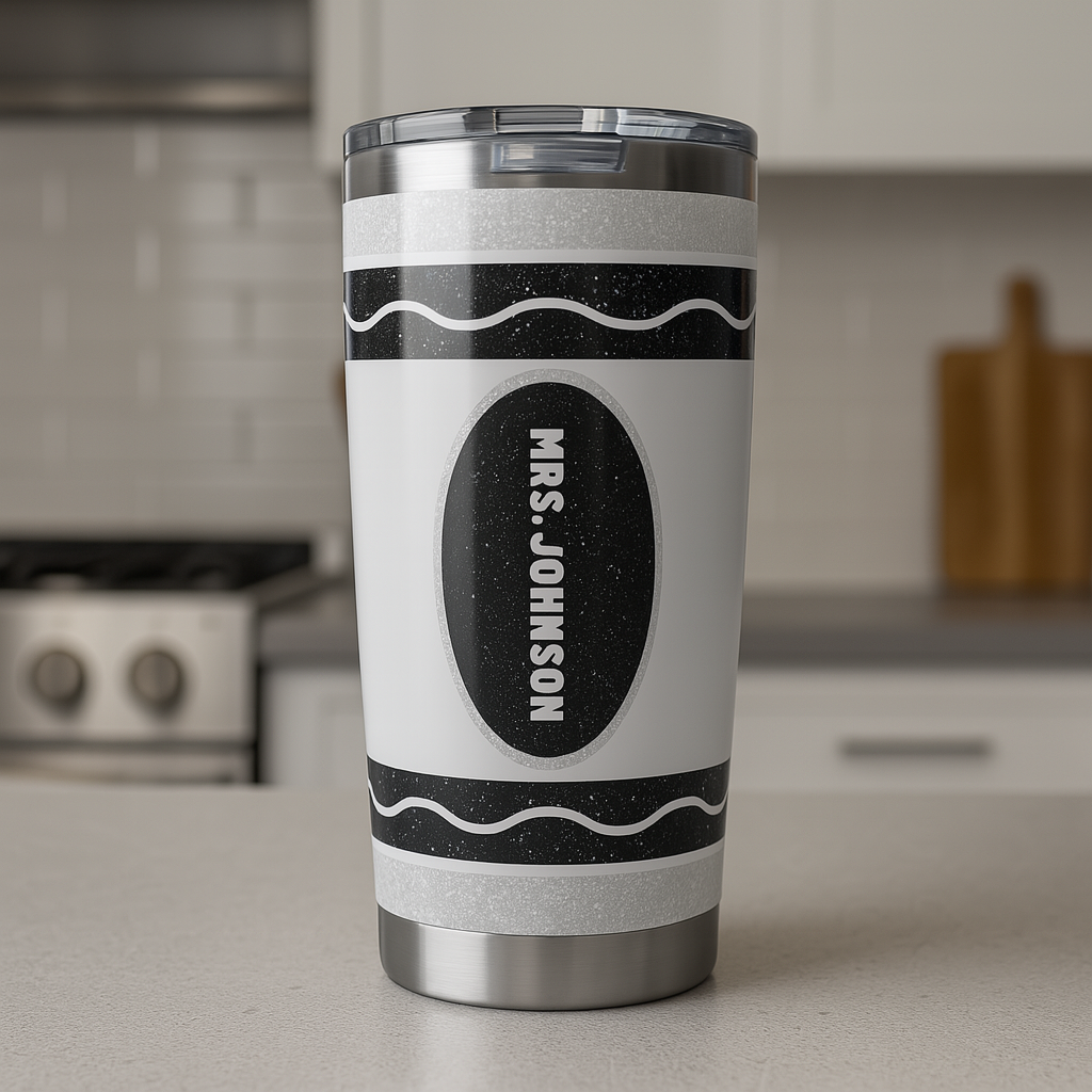 Custom Pink Crayon Teacher Tumbler – 20oz