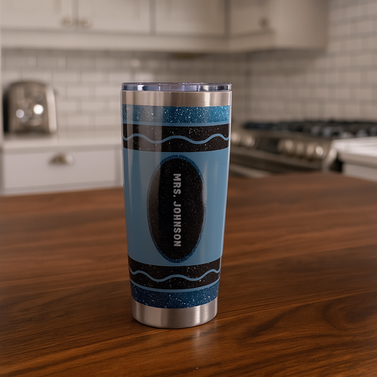 Custom Pink Crayon Teacher Tumbler β 20oz