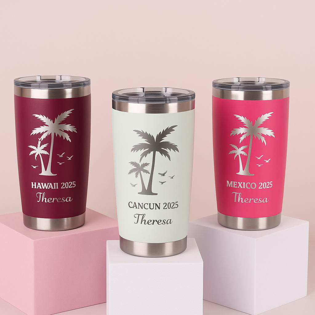 Custom Engraved Vagabond 20oz Travel Tumbler – Name, Date & Location