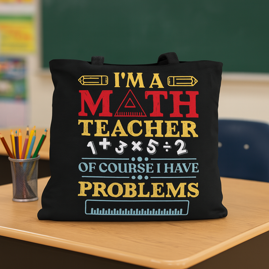 🧮 Funny Math Teacher Weekender Tote Bag – “Of Course I Have Problems” Quote