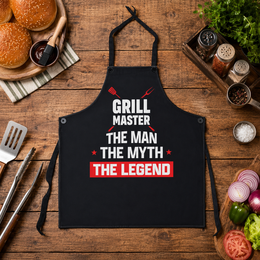 Grill Master Apron – The Man, The Myth, The Legend BBQ Apron for Dad