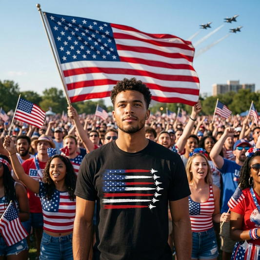 American Flag Fighter Jet T-Shirt – Patriotic USA Air Force Military Jet Tee