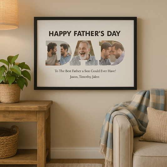 Personalized “DAD” Framed Father's Day Photo Canvas Keepsake Gift for Dad