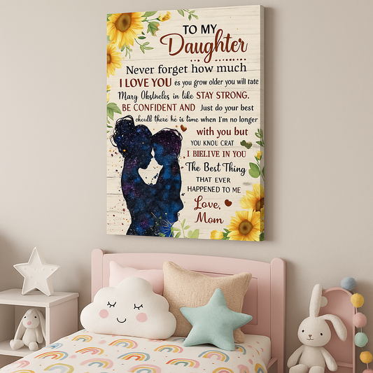 To My Daughter – Mom to Daughter Canvas Wall Art Gift