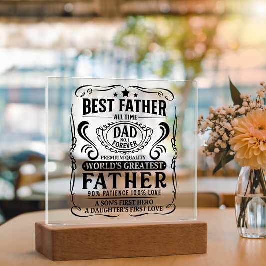 World’s Greatest Father Acrylic Plaque – Best Dad Gift for Father’s Day or Birthday