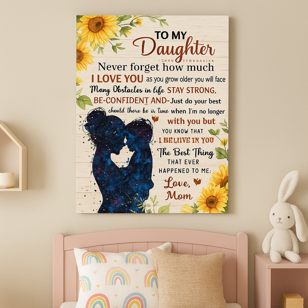 To My Daughter – Mom to Daughter Canvas Wall Art Gift
