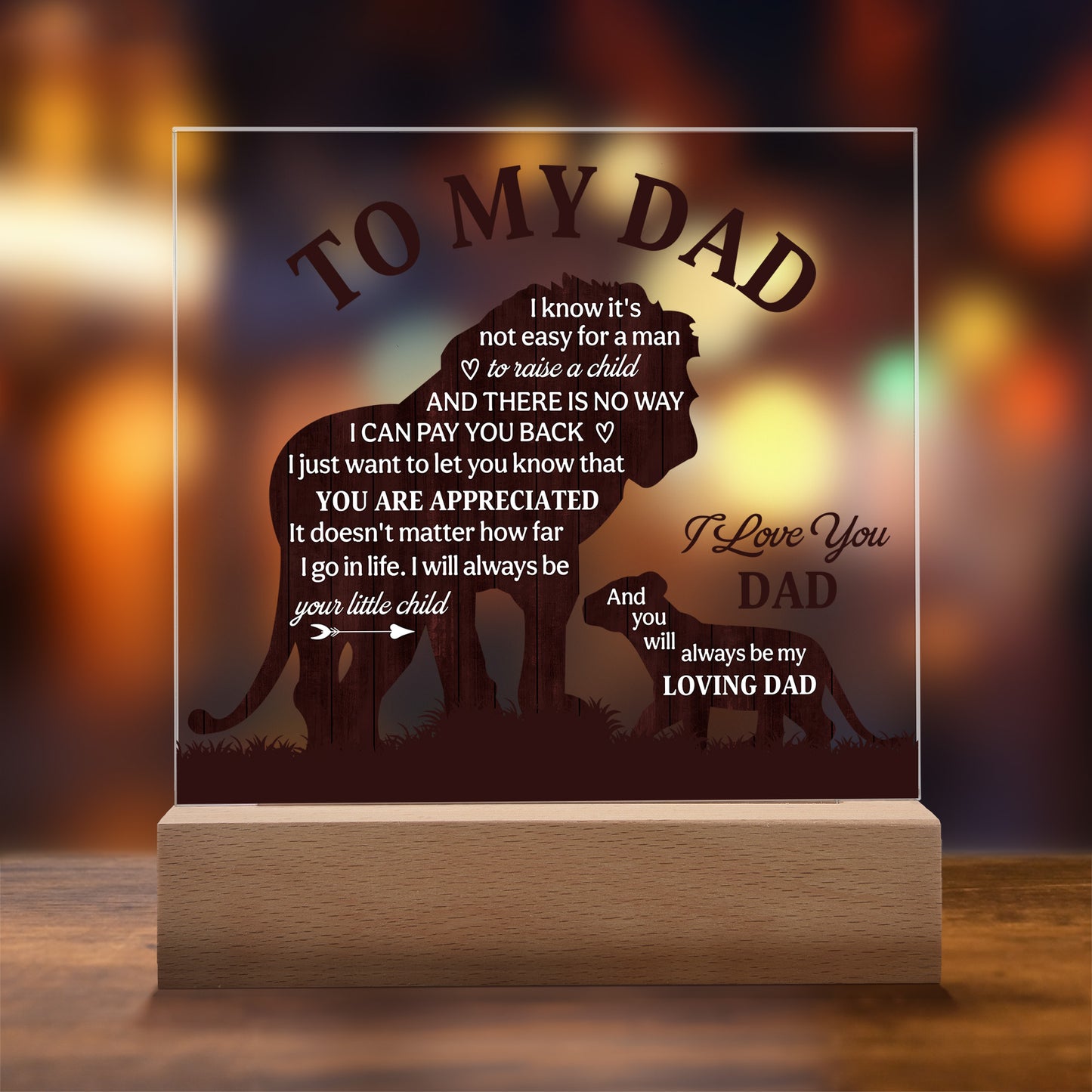 To My Dad Acrylic Plaque – Father’s Day Gift from Son or Daughter